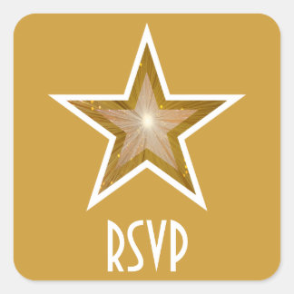 "Gold" Star RSVP square sticker yellow