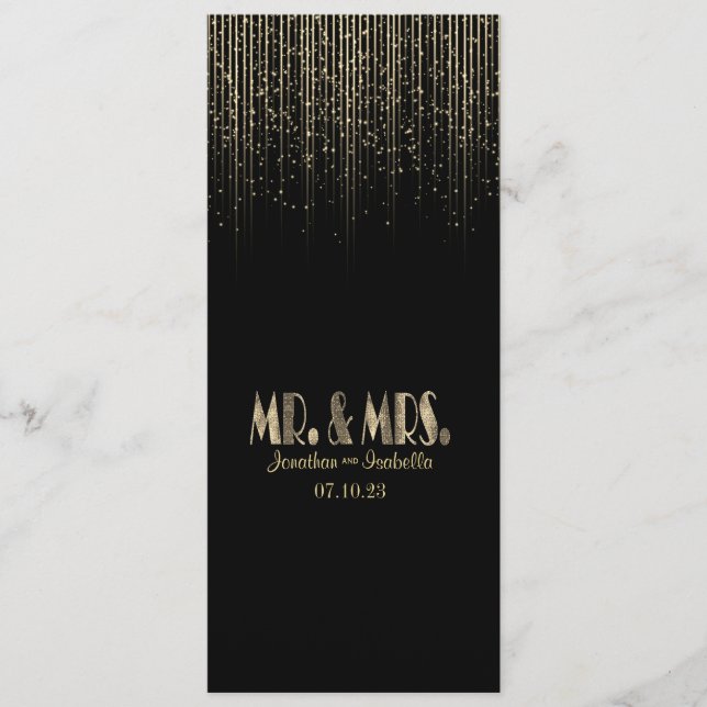 Gold Star Shower Wedding Program Programme (Front)