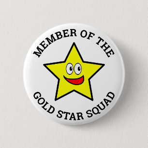 Gold Star Squad Member 6 Cm Round Badge