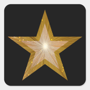 Gold Star square sticker black