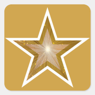 "Gold" Star square sticker yellow