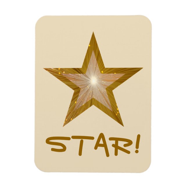 "Gold" Star 'STAR!' flexible magnet cream (Vertical)