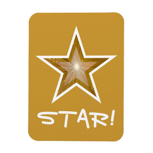 "Gold" Star 'STAR!' flexible magnet gold (Vertical)