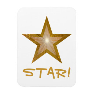 "Gold" Star 'STAR!' flexible magnet white