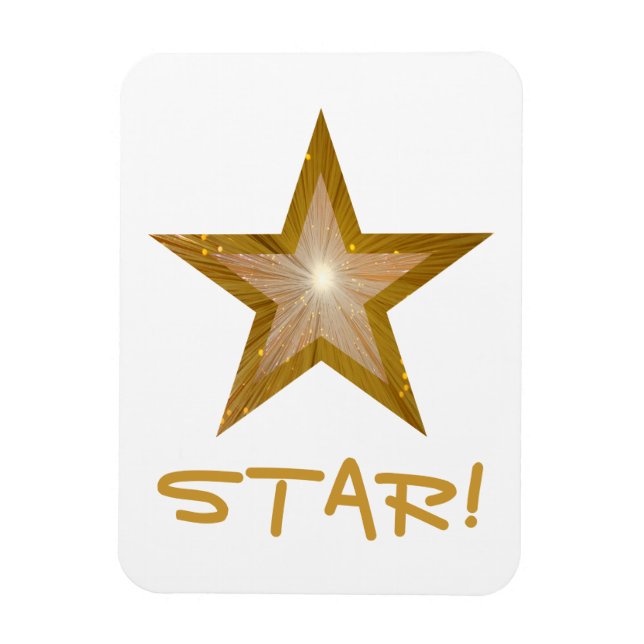"Gold" Star 'STAR!' flexible magnet white (Vertical)