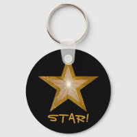 Gold Star 'STAR!' keychain black