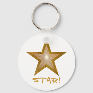 Gold Star 'STAR!' keychain white