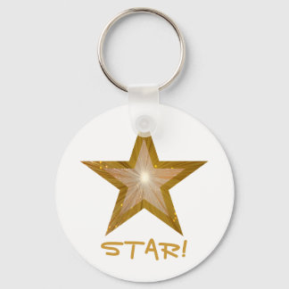 Gold Star 'STAR!' keychain white
