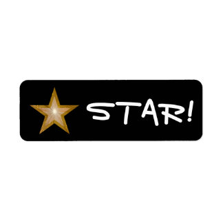 Gold Star "STAR!" label small black
