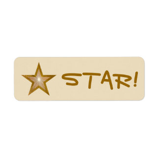 Gold Star "STAR!" label small cream