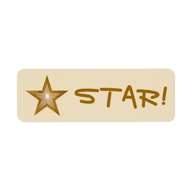 Gold Star "STAR!" label small cream (Front)