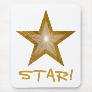 Gold Star 'STAR!' mousepad white