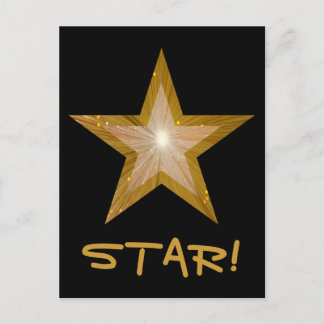 Gold Star 'STAR!' postcard black