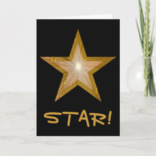 Gold Star 'STAR!' 'Thank you' card black vertical