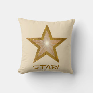"Gold" Star 'STAR!' throw pillow square cream