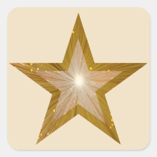 "Gold" Star sticker square cream