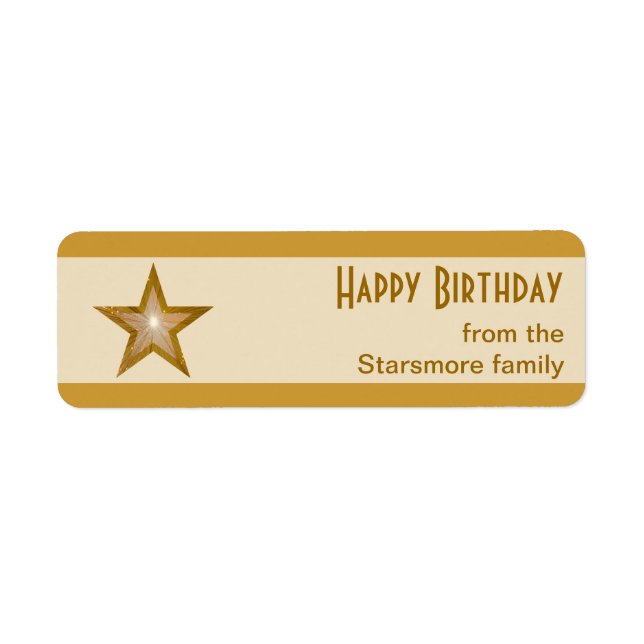 Gold Star stripe 'Happy Birthday' text small cream (Front)
