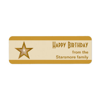 Gold Star stripe 'Happy Birthday' text small cream