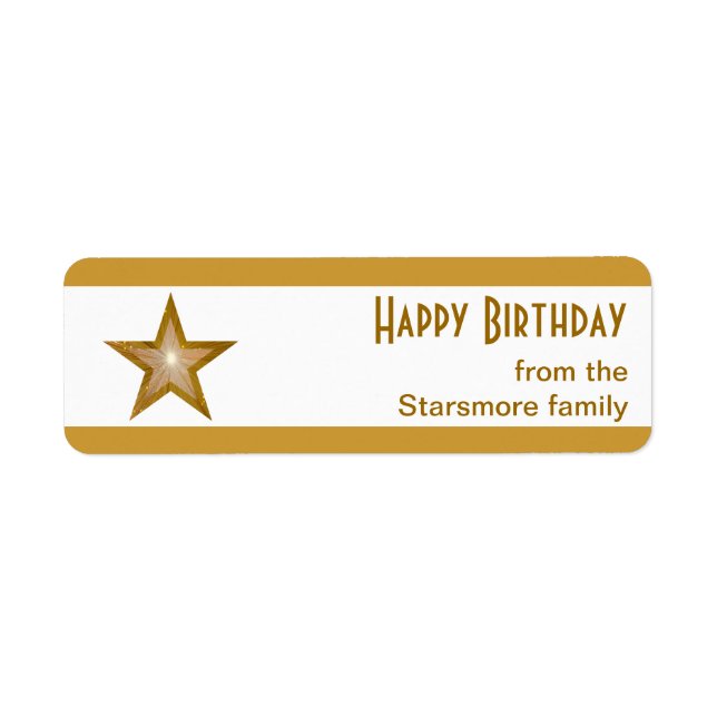 Gold Star stripe 'Happy Birthday' text small white (Front)