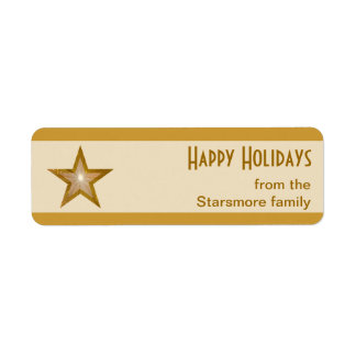 Gold Star stripe 'Happy Holidays' small cream text