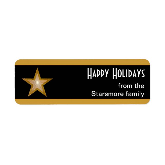 Gold Star stripe 'Happy Holidays' text black (Front)