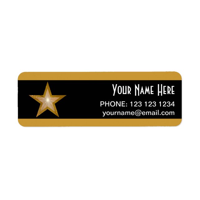 Gold Star stripe 'Name' text label small black (Front)