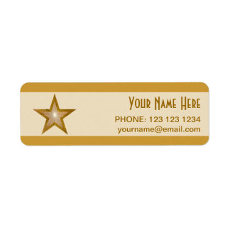 Gold Star stripe 'Name' text label small cream
