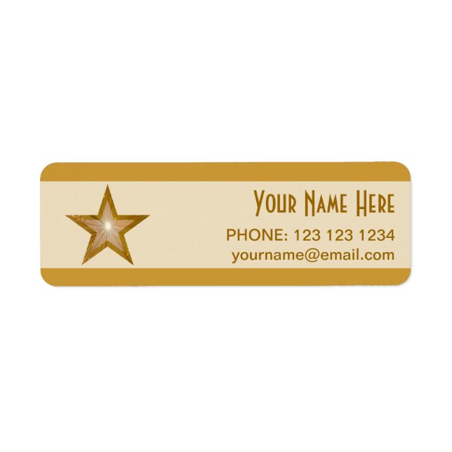 Gold Star stripe 'Name' text label small cream (Front)
