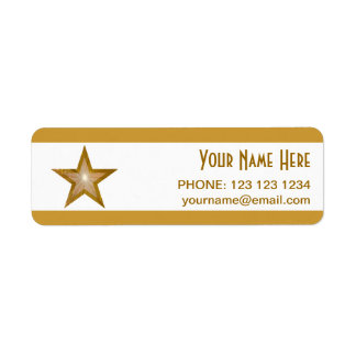 Gold Star stripe 'Name' text label small white