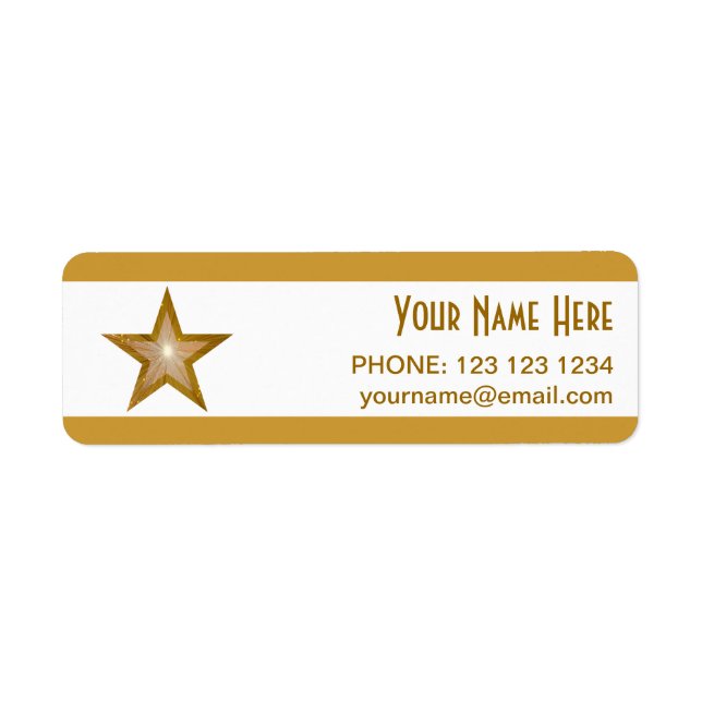 Gold Star stripe 'Name' text label small white (Front)