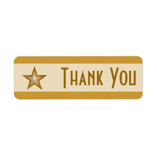 "Gold" Star stripe 'Thank you' label small cream