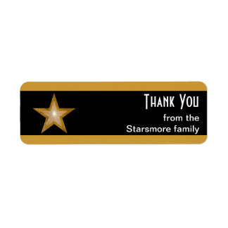 Gold Star stripe 'Thank You' text small black