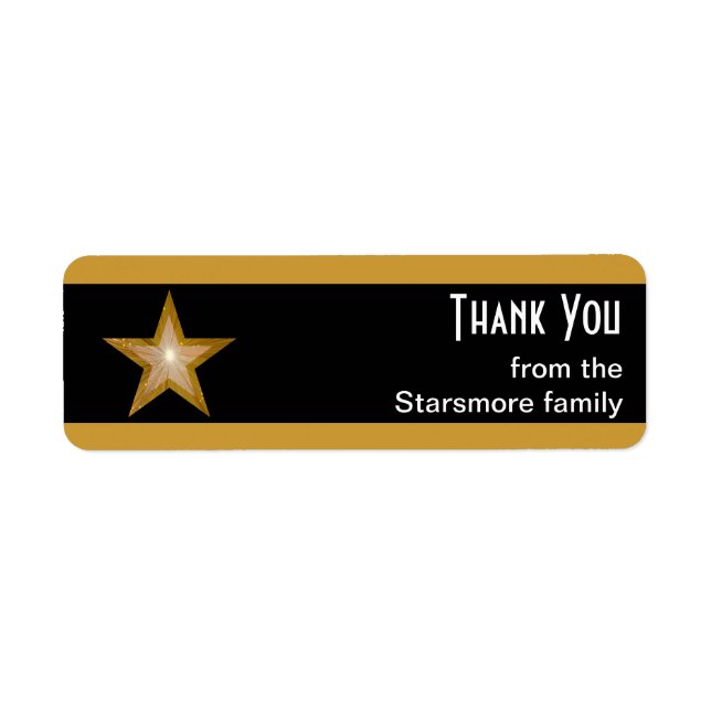 Gold Star stripe 'Thank You' text small black (Front)