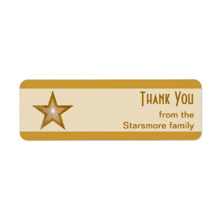 Gold Star stripe 'Thank You' text small cream