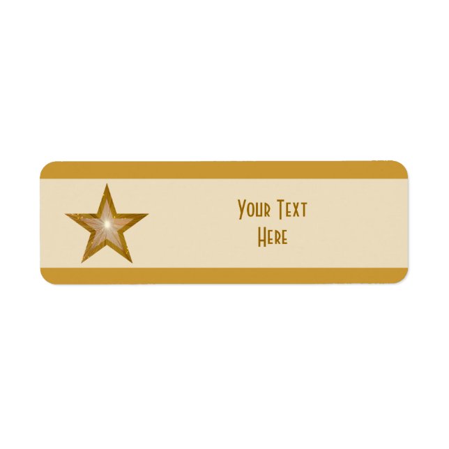 Gold Star stripe 'Your Text' label cream (Front)