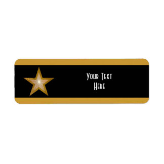 Gold Star stripe 'Your Text' label white black