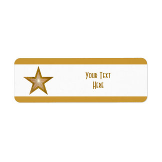 Gold Star stripe 'Your Text' label white small