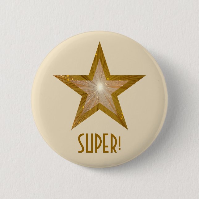 "Gold" Star 'SUPER!' button cream (Front)