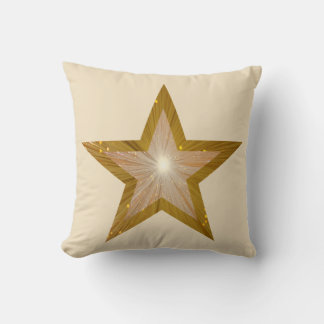 "Gold" Star 'Text' throw pillow square cream