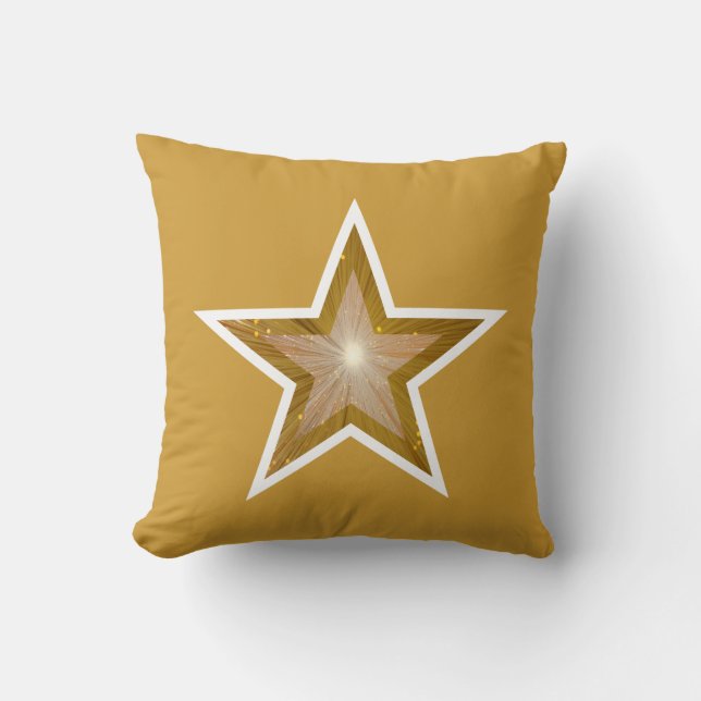 "Gold" Star 'Text' throw pillow square gold (Front)