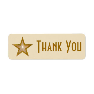 "Gold" Star 'Thank you' label small cream