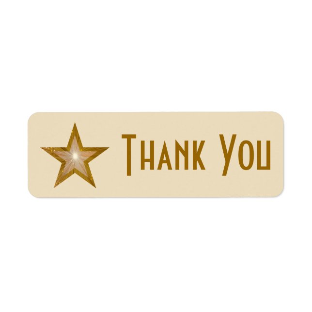 "Gold" Star 'Thank you' label small cream (Front)