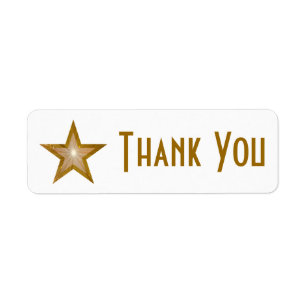 "Gold" Star 'Thank you' label small white
