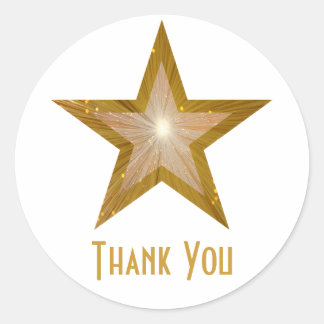 Gold Star "Thank You" round sticker white