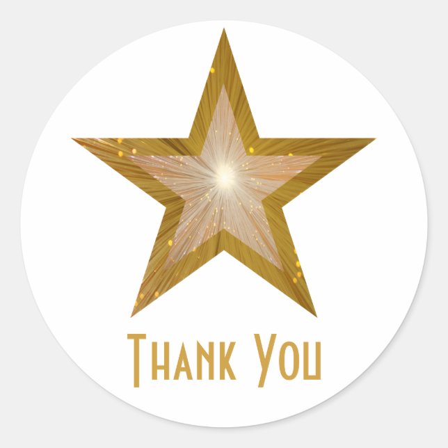 Gold Star "Thank You" round sticker white (Front)