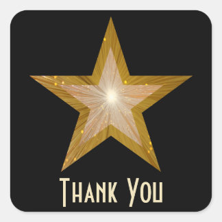 "Gold" Star 'Thank You' square sticker black