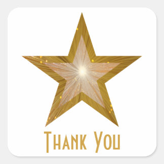 "Gold" Star 'Thank You' square sticker white