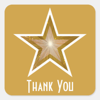 "Gold" Star 'Thank You' square sticker yellow