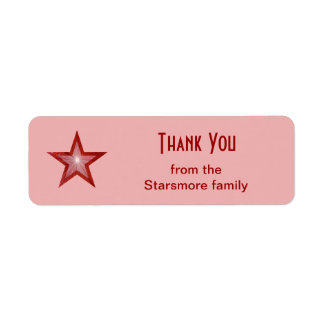 Gold Star 'Thank You' text label small pink