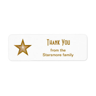 Gold Star 'Thank You' text label small white